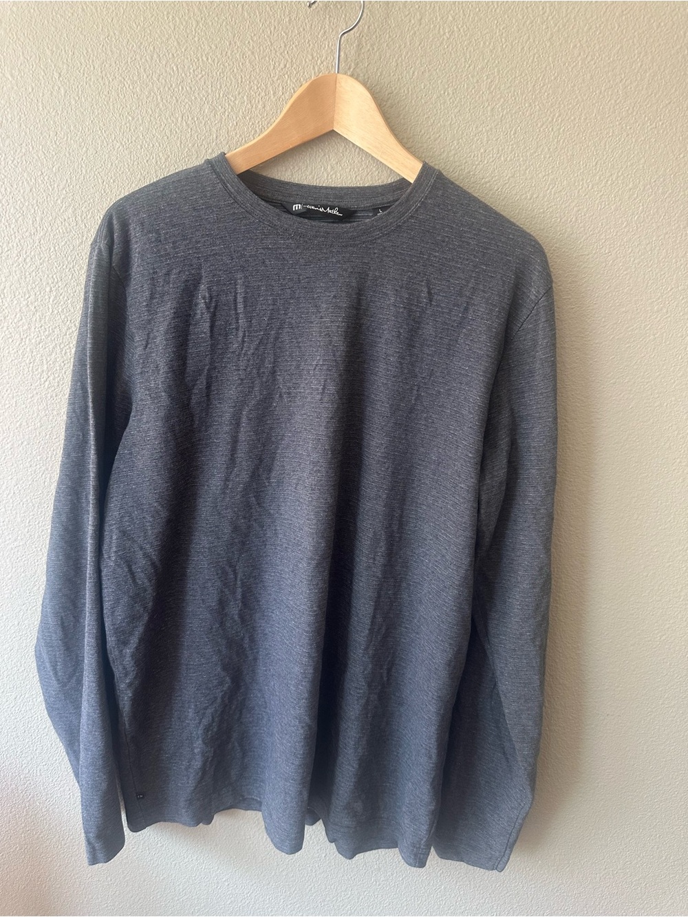 Travis Mathew Men's Long-Sleeve Crew - Charcoal